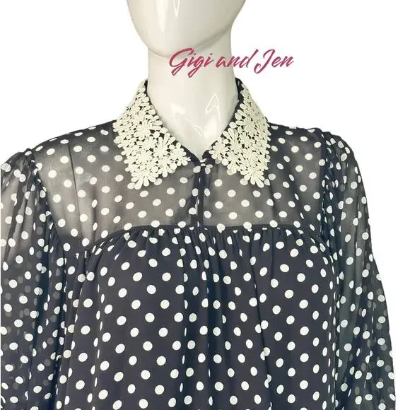 Kate spade Domino Dot Swing Dress Size Medium Black - Picture 5 of 9